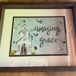 Kirklands 'Amazing Grace' Wall Art by Haley Bush with Brown Frame